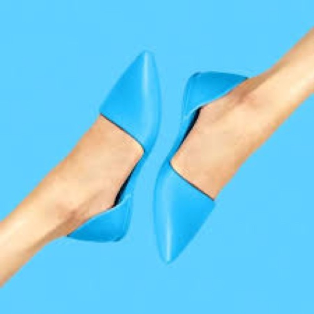 Native Sz 9 Audrey D’Orsay Flats in Blue Pointy Toe Slip-on